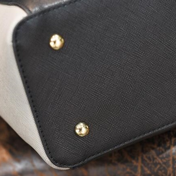 Pink, White, Black, and Brown Color Block Tote Bag - Picture 2 of 5